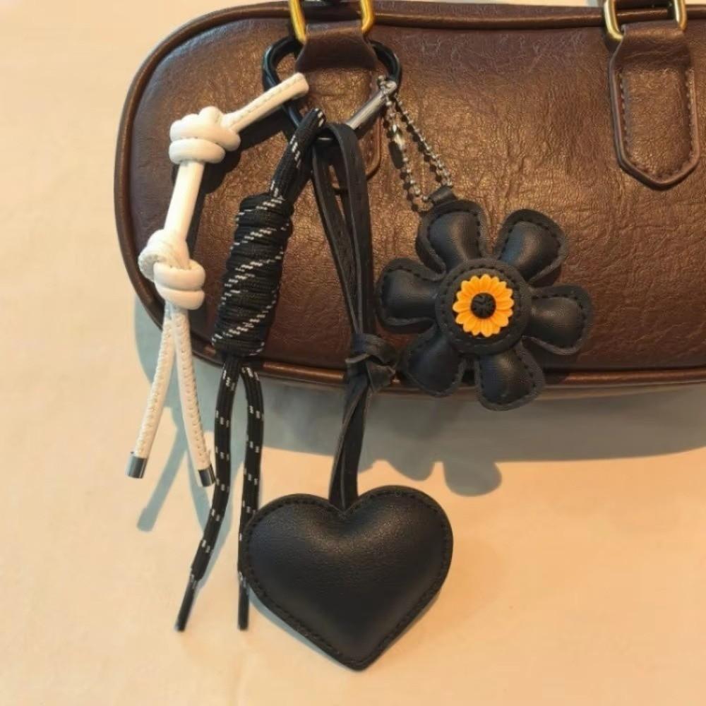 Vintage Flower Heart Keychain Sunflower Bag Hanging Fashion Bag Ornament Keys