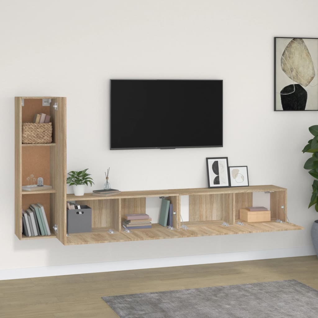 3 piece TV cabinet set in Sonoma oak effect particleboard
