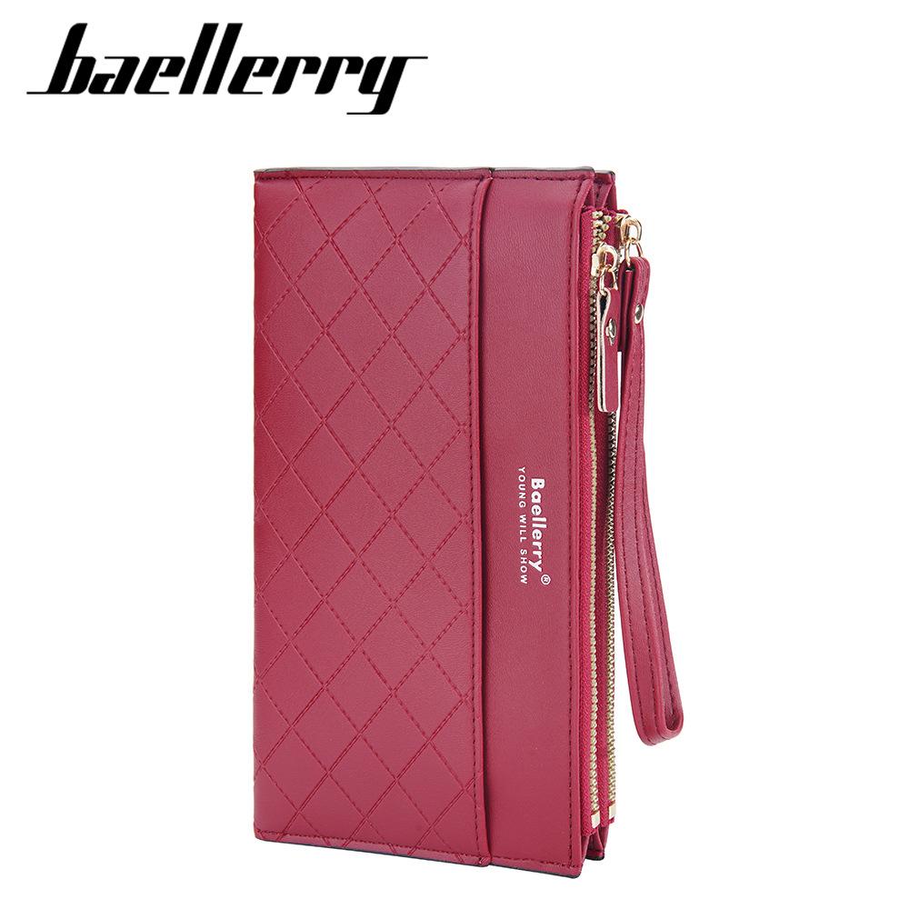 Baellerry Women's Long Purse Multifunctional Wallet Multi-card Slots Billfold Double Zipper Clutch Bag Pu Leather Cell Phone Bag