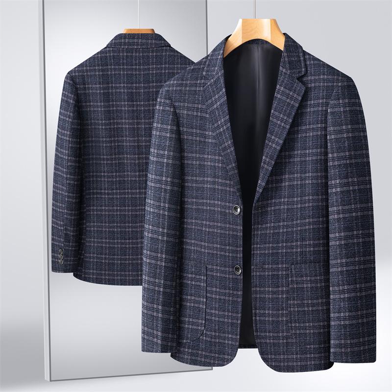 Men's Suit Business Casual Plaid Suit Single-breasted Two-button Plaid Non-ironing Suit Men's Jacket