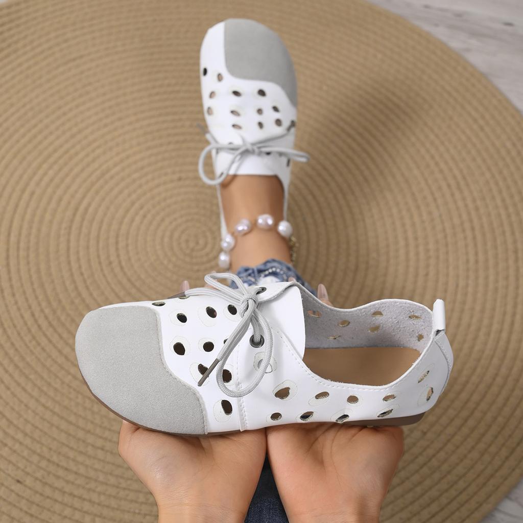 Обувь для женщин на плоской подошве Mokasin Летние женские сандалии Slip-on Barefoot Round Toe Hollow Comfortable Soft White Cheap Распродажа