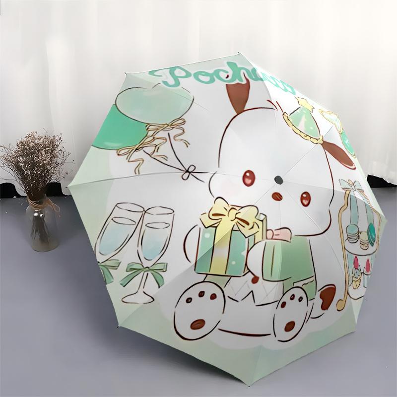 1pc Gift Pochacco Pattern Beautiful Looking Automatic Folding Umbrella, 3 Folding, 8 Pole Frame Design, Durable and Suitable for Travel and Daily Use.