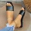 Летние женские тапочки на плоской подошве, пляжные шлепанцы с открытым носком, 2024 модельная прогулочная обувь, уличные сандалии с открытой пяткой, женские шлепанцы