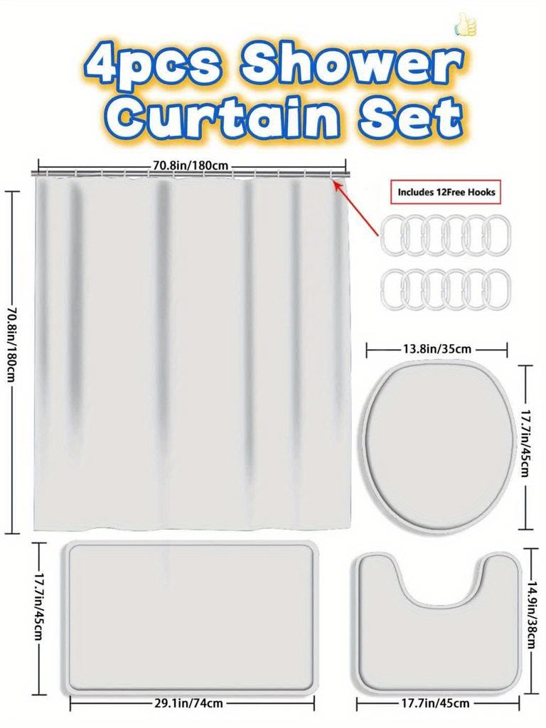 4 шт. Роскошный забавный кот водонепроницаемый комплект занавесок для душа декоративный набор для ванной комнаты нескользящий коврик для унитаза коврик для ванной и 12 крючков