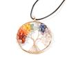 JD Natural Crystal Chip 7 Chakras Tree Of Life Pendant Necklace Gold Color Wisdom Reiki Healing Energy Jewelry Lucky Couple Gift