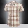 New Summer Men's Cotton Shirt Soft Sweat-absorbent Breathable Short-Sleeve Casual Turn-down Collar Plaid Shirt Plus Size