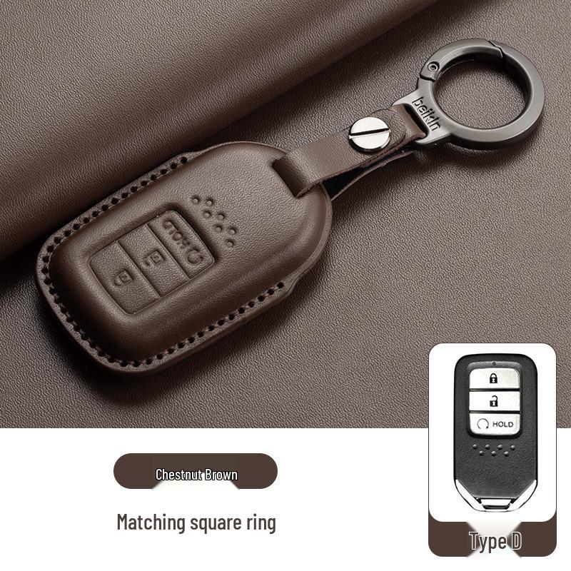 Stylish Key Cover for Eleventh Gen Civic, New CR-V, Accord, XR-V, Crown, HR-V, Xingge, and Haoying - Brown