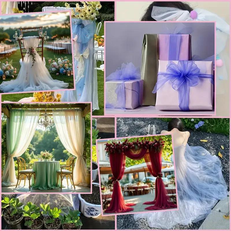 Тюль Ткань DIY Декор Свадебный Аксессуар XMS Вечеринка Мероприятие Прозрачная Сетка Ткань Элегантный Материал Дорожка на Стол Банты на Стулья Задник