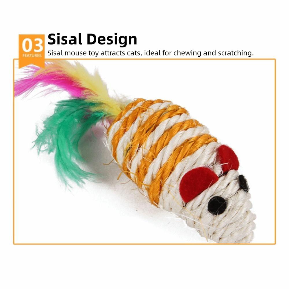 12/14/20PCS Sisal Mouse Funny Cat Stick Interactive Cat Supplies Cat Toys  Interactive Play