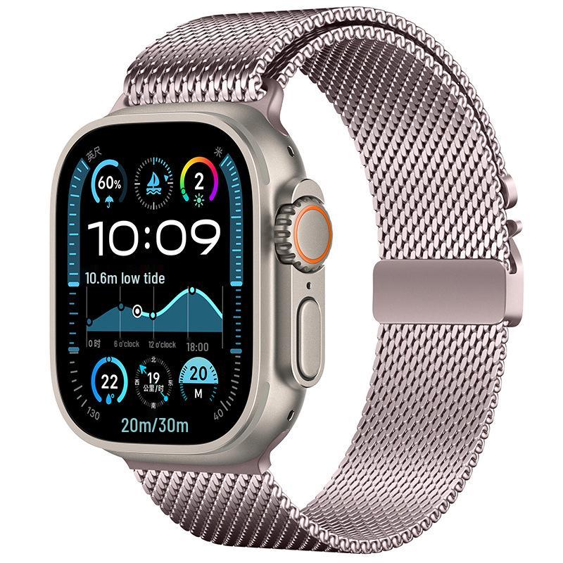 Совместимо с Apple Watch 11: Пряжка-парашют Миланский ремешок из нержавеющей стали, Металлический ремешок Ultra 3