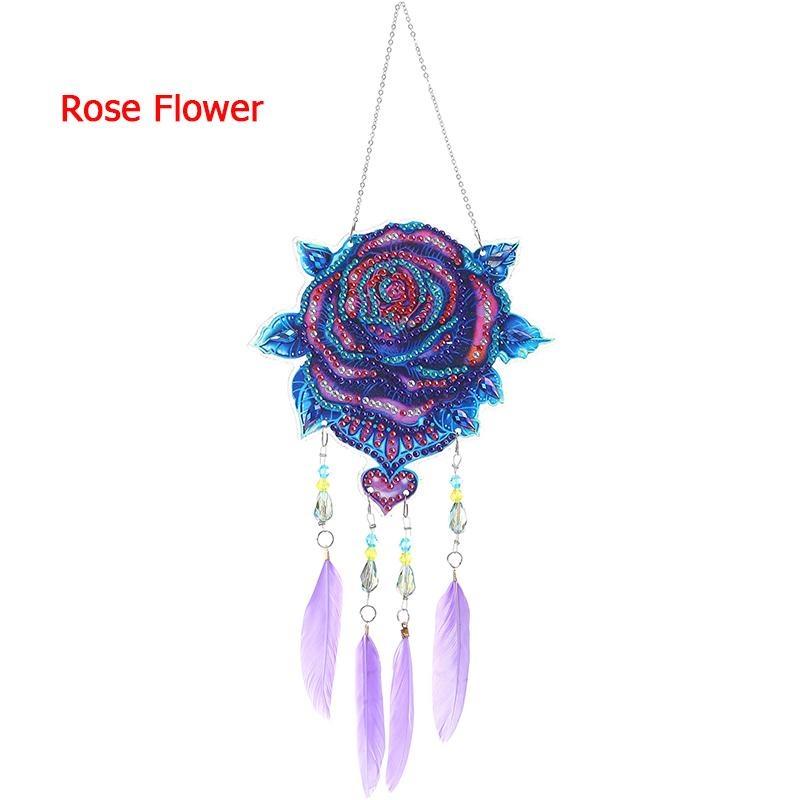 1 шт. DIY Алмазная картина 5D DIY Точечная дрель Алмазная картина Колокольчик ветра, Двусторонняя картина Украшения с подвеской из перьев для украшения сада