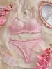 European and American Sexy Lace Floral Bra Set - Sheer Lingerie for Appeal and Interest