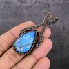 Blue Triplet Opal Handmade Copper Wire Wrap Jewelry Pendant 2.60" D2v71