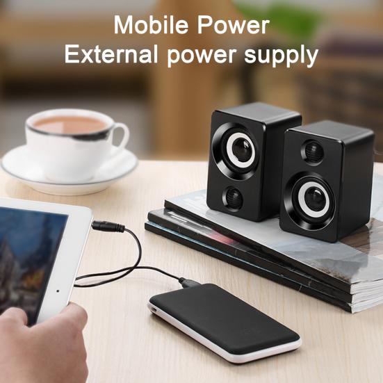 1 пара компьютерных динамиков с питанием от USB, разъем 3,5 мм, стереозвук, глубокие басы, портативный мини-проводной ноутбук, настольный ПК, звуковая коробка, сабвуфер