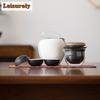 Creative Flying Saucer Travel Tea Set Kit Japanese 1 Pot 3 Cups Tea Maker Picnic Camping Portable Tote Bag Accessories Gift