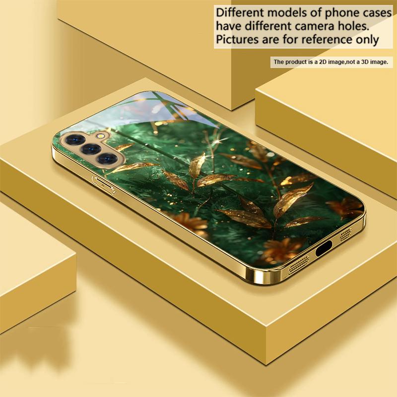 Бронзовые золотые листья Для Samsung Galaxy S26 S20 FE S21 S22 S23 Plus S24 Ultra 25Ultra S21+ S9 S22 S8 Золотой стеклянный чехол для телефона