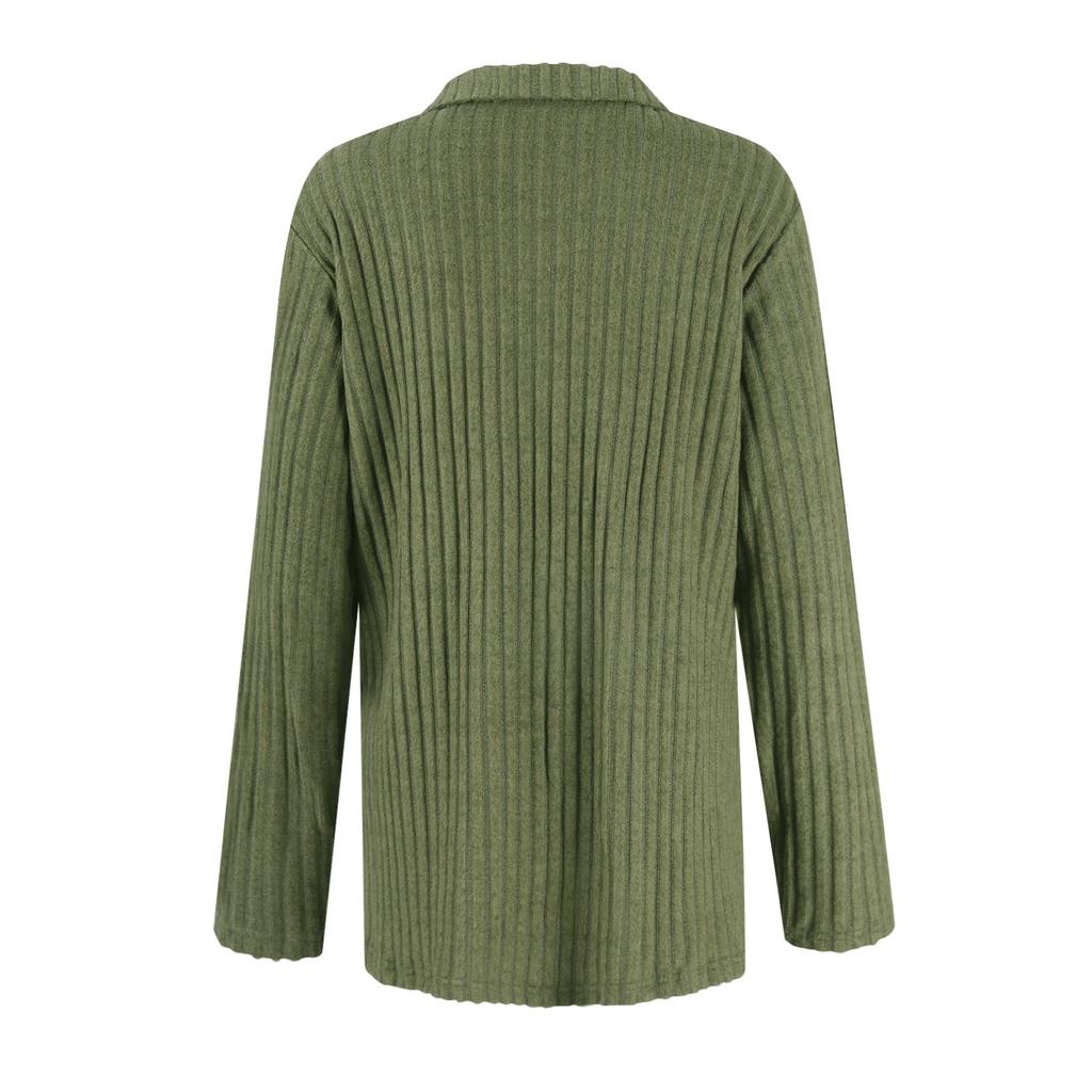 Women's Fashion Casual V-Neck Long Sleeve T-Shirt Solid Color Pullover Top