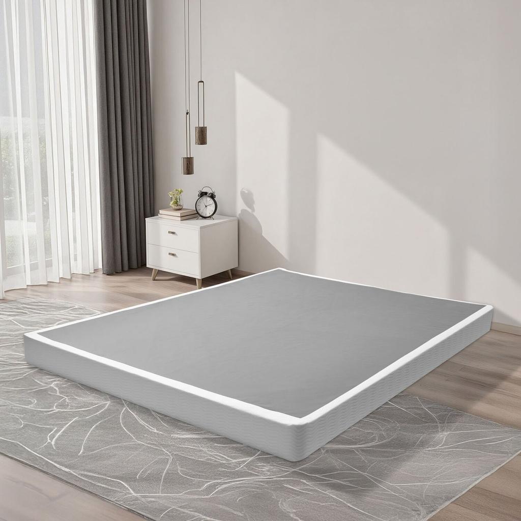 Box Spring, Queen Size Bed Frame with Washable Fabric Cloth, Heavy Duty Metal Frame for Queen Bed, 102 mm Mattress Foundation, 1587.57 kg Max Weight