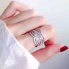 Huitan Fashion Shining Zirconia Finger Ring Женский Современный Ажурный Стиль Аксессуары Для Вечеринки Модные Роскошные Украшения Для Женщин