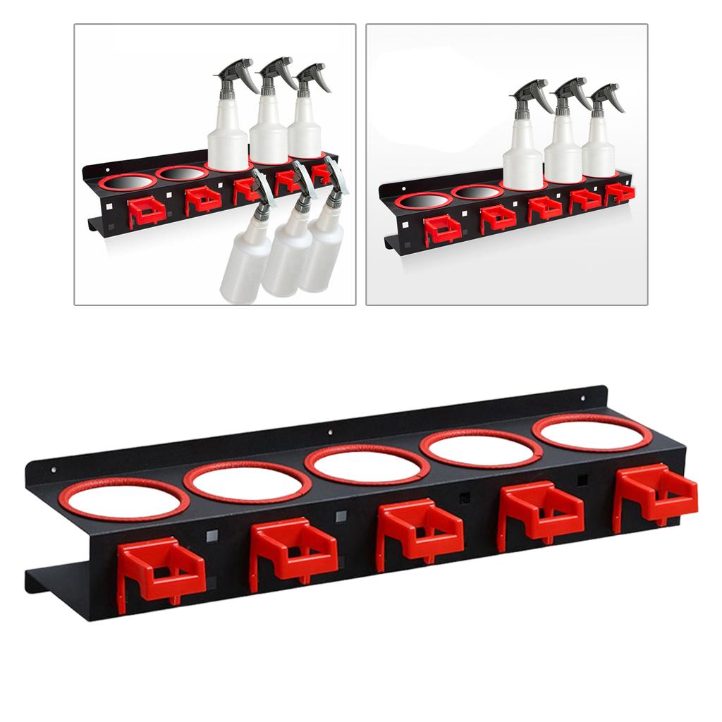 Spray Bottle Storage Rack Mounted Bracket with Hooks Accessories Spray Can Organizer Display Hanging Garage Workplace