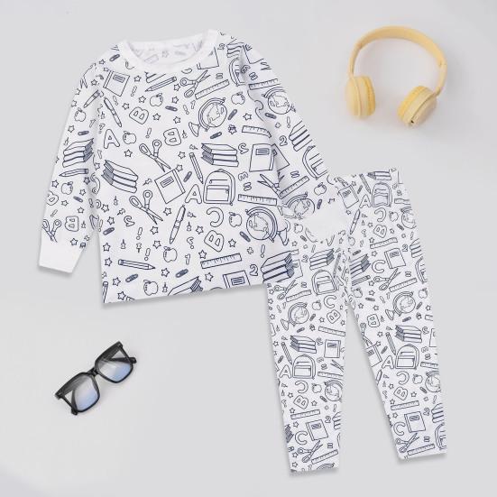 2 шт. унисекс детская пижама своими руками раскрашиваемая с бесцветным забавным рисунком животных топ с длинными рукавами развивает креативность индивидуальное самовыражение одежда для сна