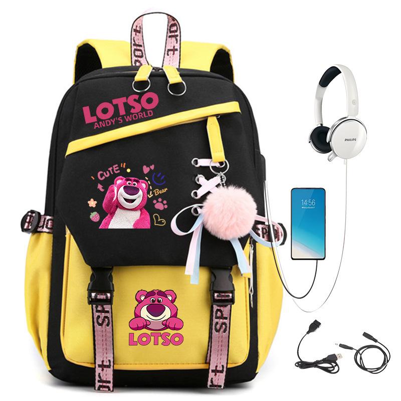 Sweet Strawberry Bear Children'S Backpack Lightweight Ridge Protection Large Capacity Primary And Secondary School Student Burden Reduction School Bag