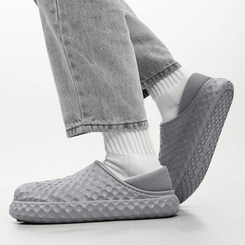 2024 Men Winter Velvet Man Slippers Warm Short Plush Slippers Non-slip Bedroom Slippers Home Couple Soft Shoes 36-45