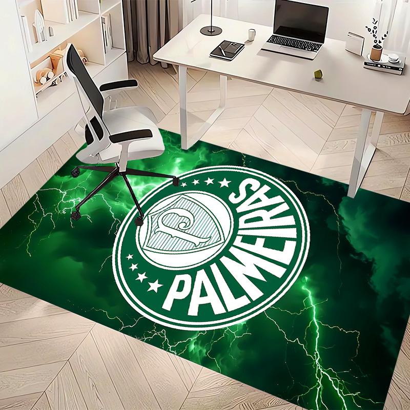 Коврик с принтом логотипа SE Palmeiras - Мягкий, Моющийся, Нескользящий Коврик для Помещений под Офисные Стулья, Гостиную, Домашний Офис, Декоративный Ковер