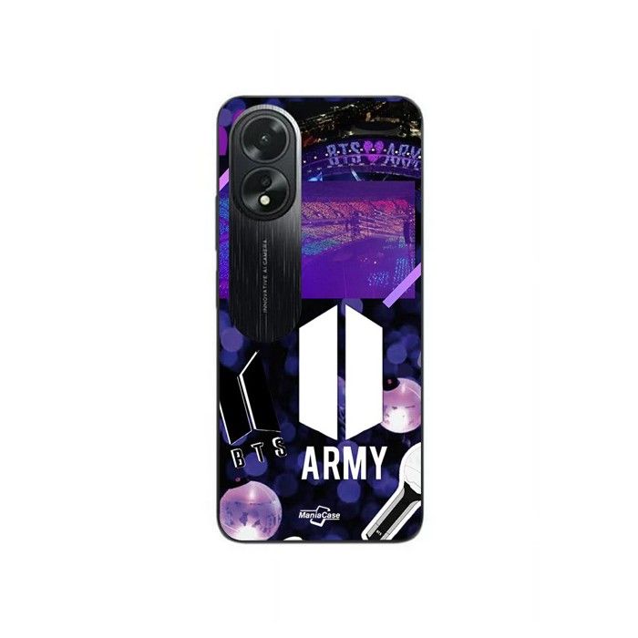 Coque de téléphone - MANIACASE - Oppo A58 - Silicone TPU - Noir - BTS army logo
