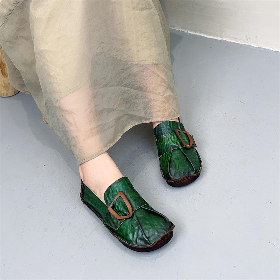 Johnature Универсальные туфли на плоской подошве из натуральной кожи в стиле ретро, однотонные, с мелкой мягкой подошвой, женские туфли без застежек