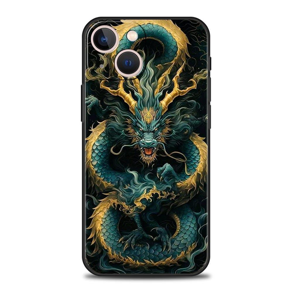 Китайский стиль Лун Цветок Дракон Чехол для телефона для iPhone 17 16 15 14 13 12 11 Pro Max 17 Air Plus Ударопрочный Мягкий ТПУ Корпус