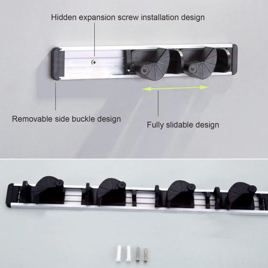 Mop Holder Rack Heavy Duty Wall Mounted Space Saving Broom Storage Tool Rack for Home