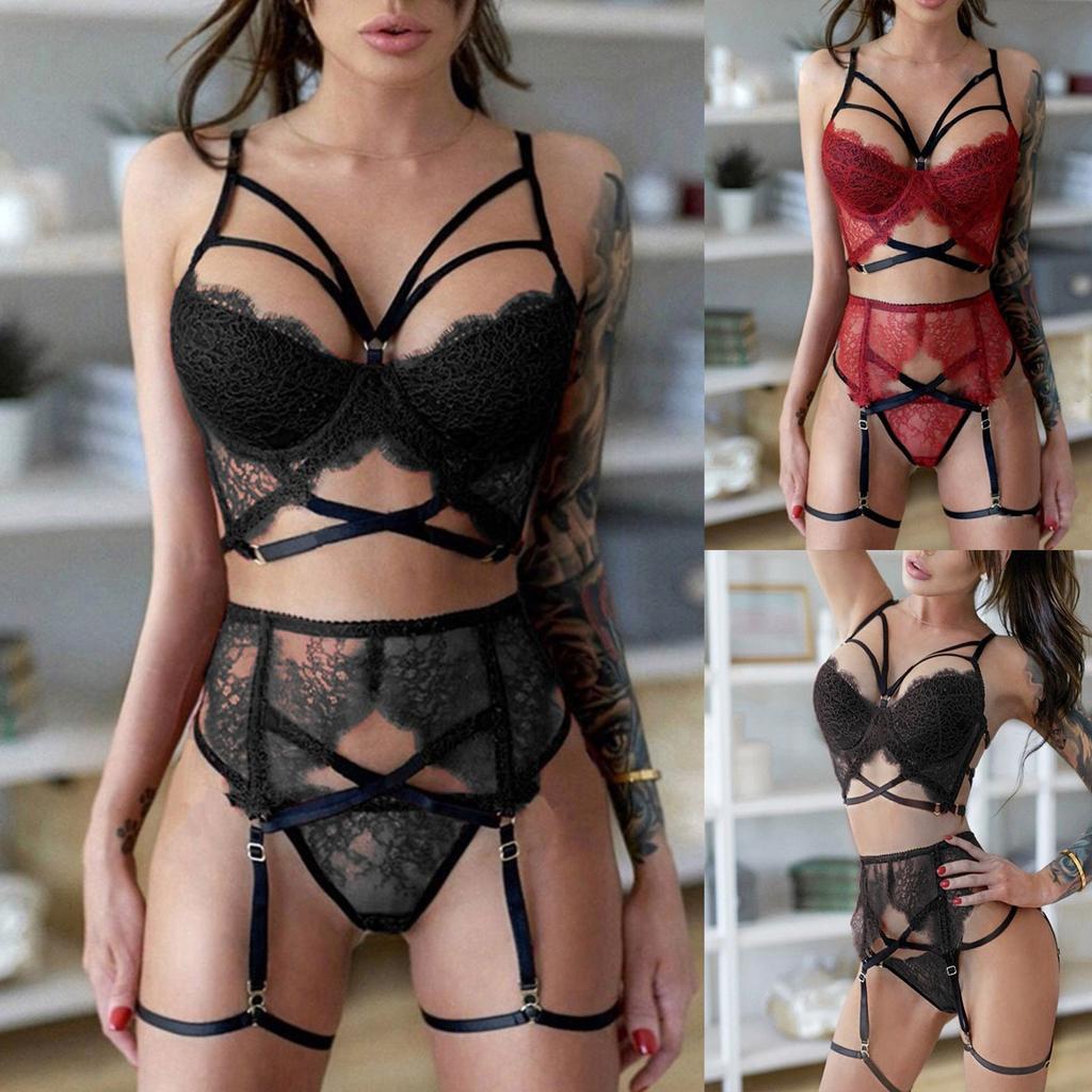 Ladies Strap Lace Crochet Cutout Teddy Lingerie Embroidery Underwear