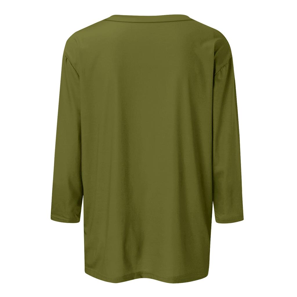 Женский модный повседневный топ с круглым вырезом и короткими рукавами 3/4 с принтом