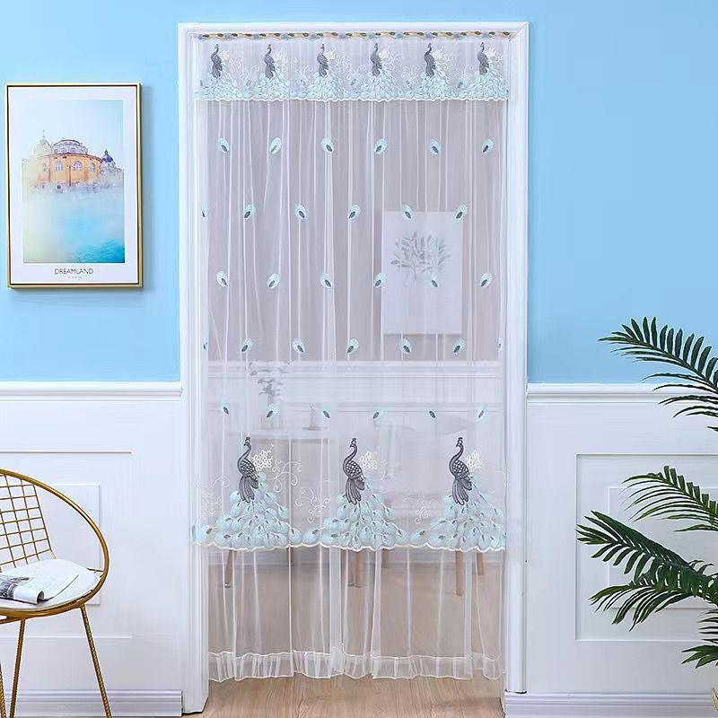 1шт перегородка дверь экран двухслойная дверь занавеска вышивка цветок марлевые занавески кружево полиэстер спальня украшение дома