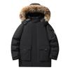 Winter Men's Workwear Down Jacket, Detachable Cap, Thickened Outdoor Large Fur Collar, Outdoor Jacket