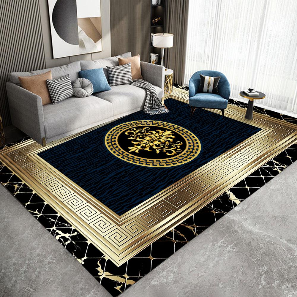 Luxury Golden Carpet for Living Room Decoration Modern Abstract Home Office Large Area Rugs Decor Soft Bedroom Lounge Floor Mat