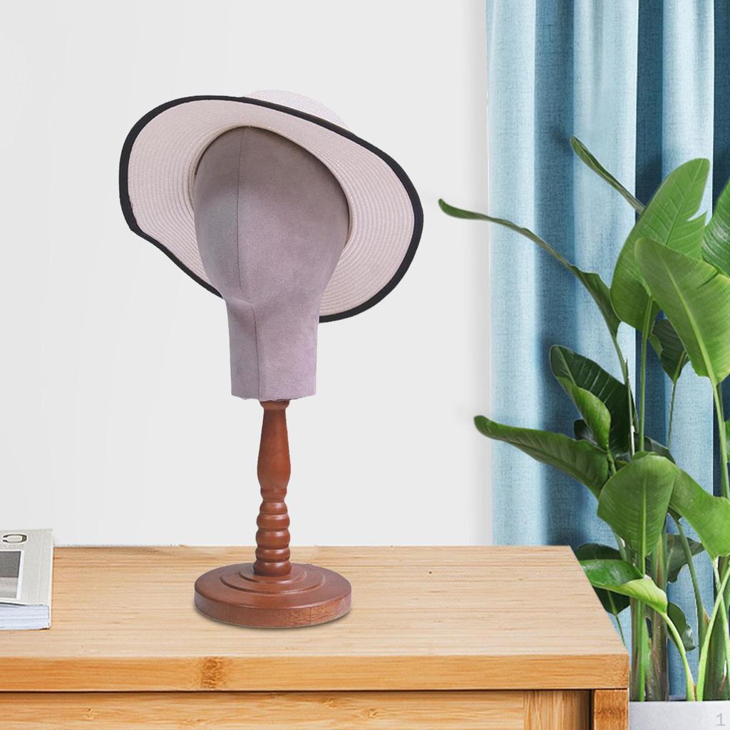 Mannequin Head Stand for Caps Wig Holder Home Multipurpose Steady with Wood Base Display Rack