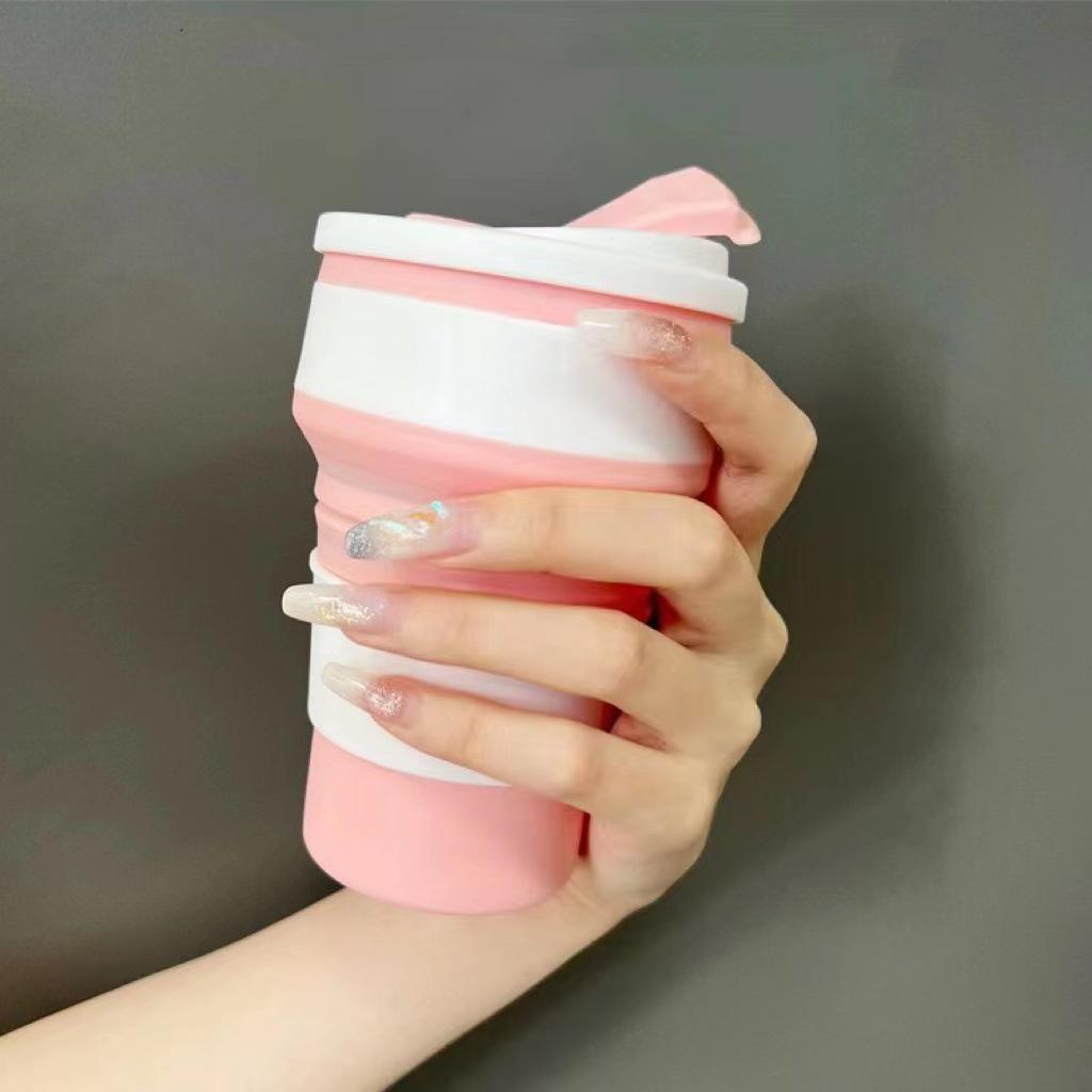 Creative Portable Folding Silicone Coffee Cup with Lid and Custom Logo
