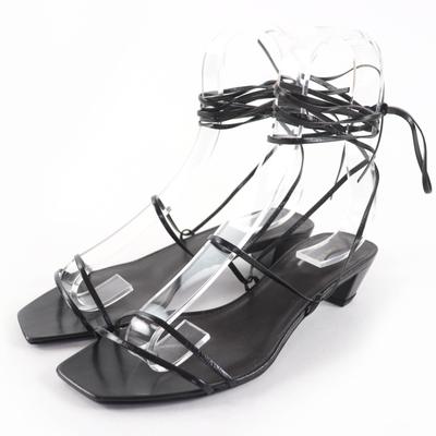 Отличные Сандалии GRAPHIC STRAP KITTEN квадратный носок кожаные черные Женские 35 Б/у