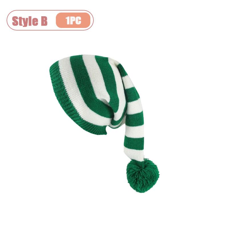 Уютная вязаная осенне-зимняя рождественская шапка унисекс с длинным хвостом и помпоном, в стиле волшебника, теплая шапка-бини для праздничной вечеринки, рождественский декор