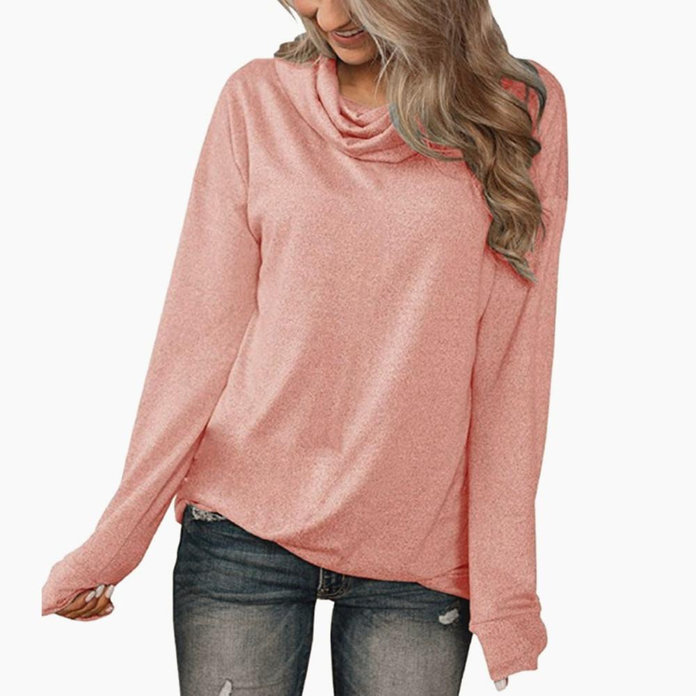 HNXC Women's Fashion Casual Solid Color Print Long Sleeve O-Neck Hoodies & Sweatshirts