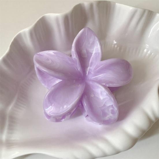 Hair Claw Flower Shape Stable Grip Summer Back Head Hair Clip Vibrant Color Non-Slip Shower Hair Claw Hair