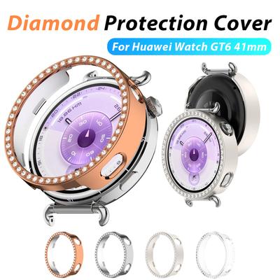 Блестящая полая рамка-чехол для Huawei Watch GT6 41 мм, протектор корпуса, бампер с бриллиантовыми кристаллами для GT6 41 мм, аксессуар-накладка
