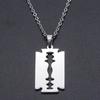 Razor Blade Stainless Steel Pendant Necklace for Women Men Steel Charm Necklaces