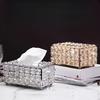 Light Luxury Paper Towel Storage Box Shiny Cube Paper Dispenser  Living Room