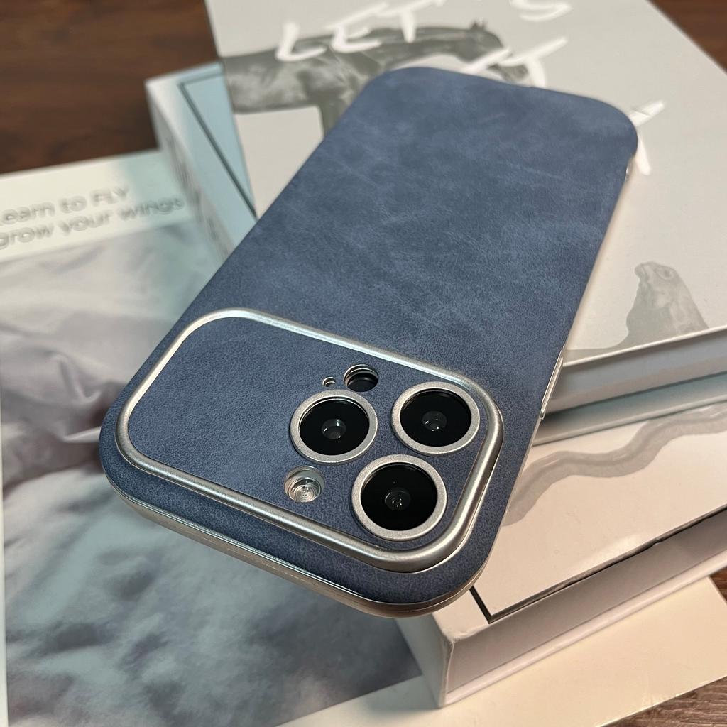 Matte Suede Leather Phone Case For iPhone 16 15 14 13 12 11 Pro Max Plus Lambskin Camera Protection Shockproof Bumper Soft Cover