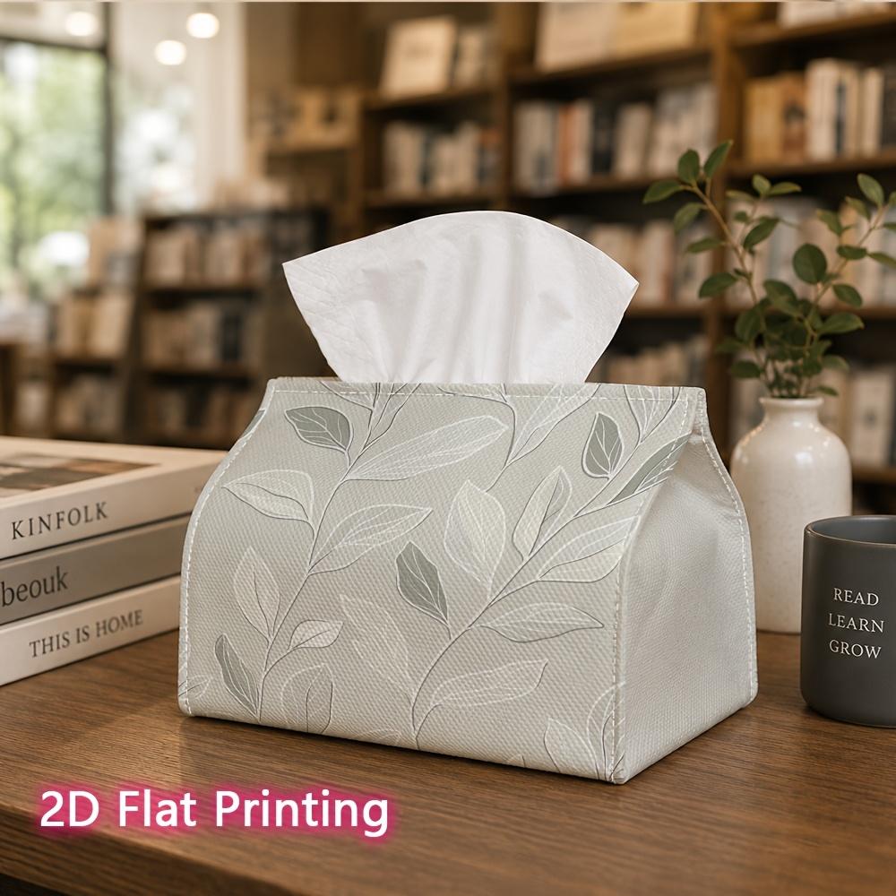 1pc, 2d Flat Printing, Tissue Box Simple Leaf Pattern Printed Tissue Box, Suitable for Bathrooms, Living Rooms, Bedrooms, Dressing Tables, Coffee Tabl