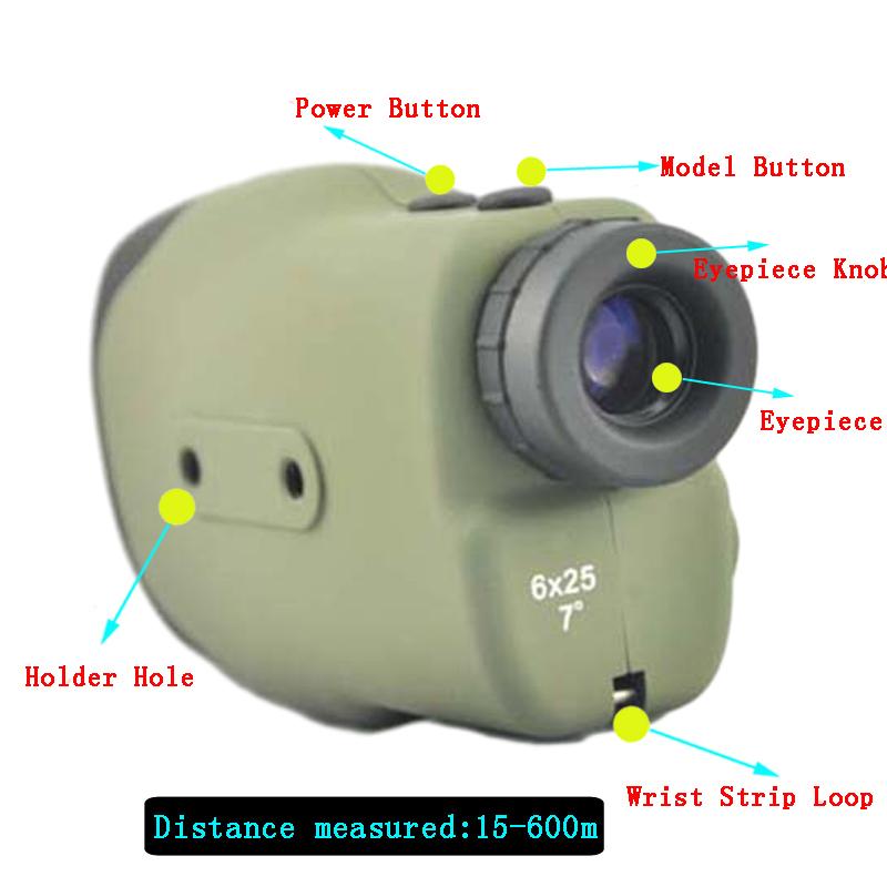 Visionking Multifunctional 6X25 Laser Rangefinder 600m Distance Meter Measurement High Angle LCD Range Finder Hunting Monocular