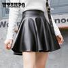 Женские юбки, весенне-летняя юбка трапециевидной формы, женское бальное платье большого размера с высокой талией, повседневная короткая черная плиссированная юбка из искусственной кожи